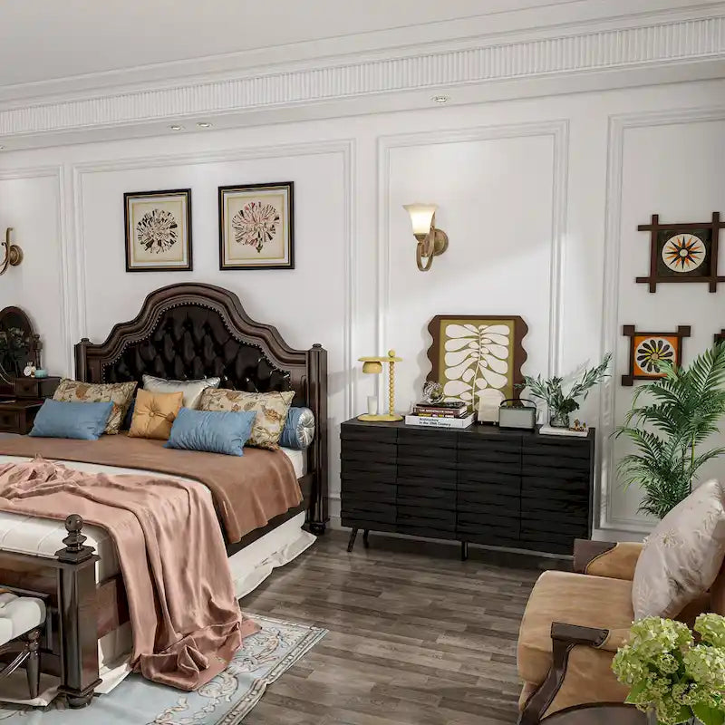 Elegant Black Buffet Cabinet Spacious Storage Organizer Dresser