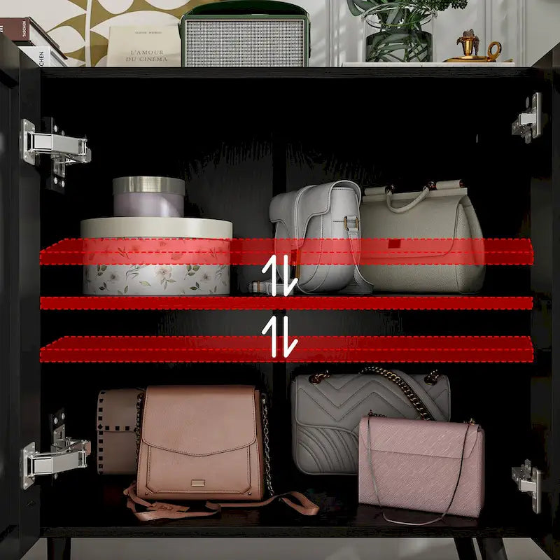 Elegant Black Buffet Cabinet Spacious Storage Organizer Dresser