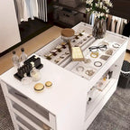 Glass-Top Closet Organizer White Dressing Island Ample Storage Dresser
