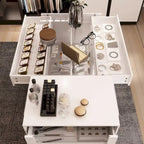 Glass-Top Closet Organizer White Dressing Island Ample Storage Dresser