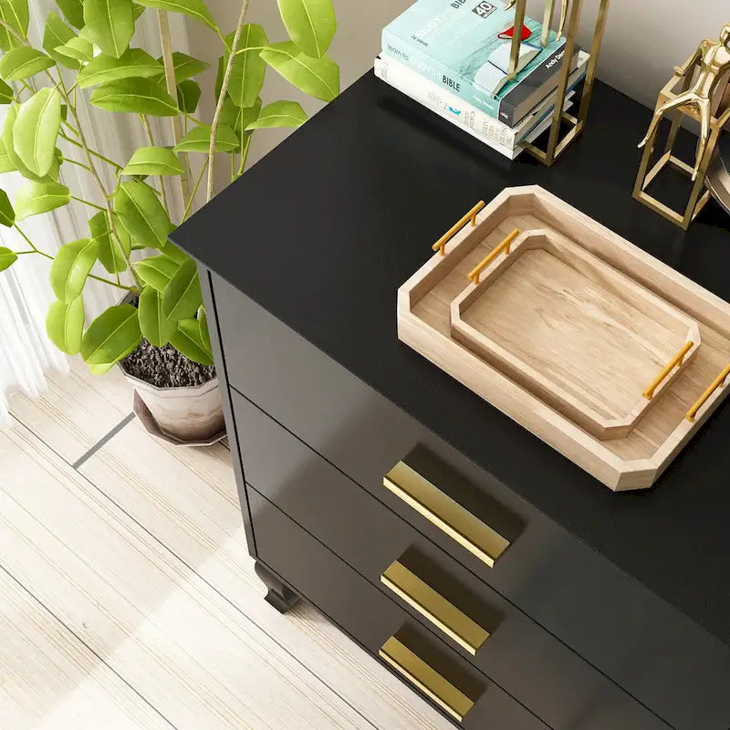FUFU&GAGA 47.2W 6 Drawer Double Dresser Drawer Storage Chest Lacquer