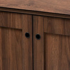 Mid-Century Walnut Brown 2-Door Shoe Storage Cabinet
