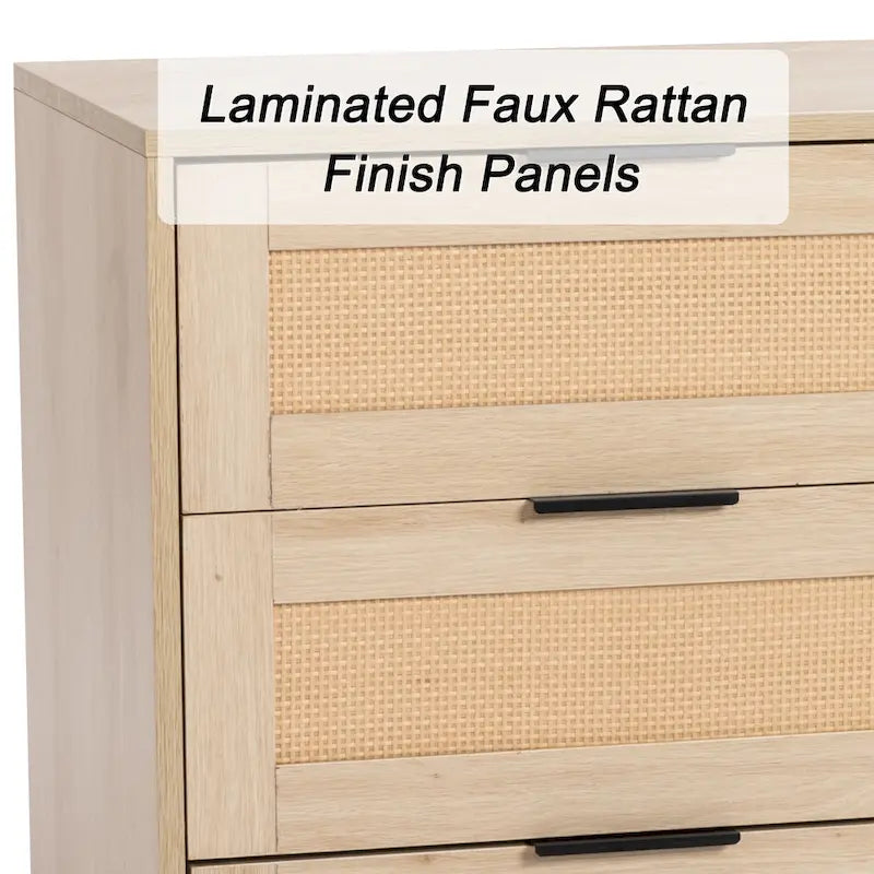 Commode de Rangement à 9 Tiroirs, Meuble de Rangement, Organisateur de Chambre à Coucher Style Rotin