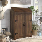 Meuble à chaussures Jody Farmhouse de Denhour, réglable, 4 étagères, double porte avec rangement supérieur relevable