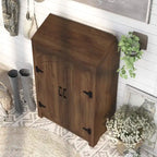Meuble à chaussures Jody Farmhouse de Denhour, réglable, 4 étagères, double porte avec rangement supérieur relevable