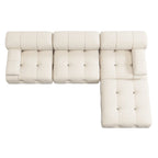 104 Wide Velvet Reversible Modular Sofa & Chaise with Ottoman