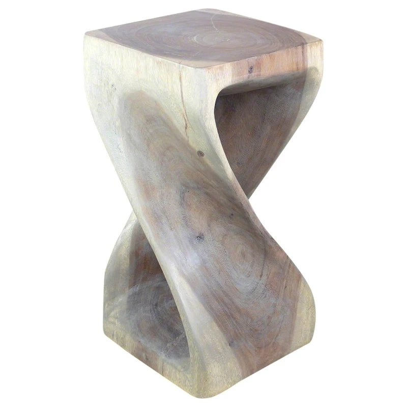 Tabouret torsadé original en bois Haussmann 12 X 12 X 23 po Huile grise - 12 x 12 x 23