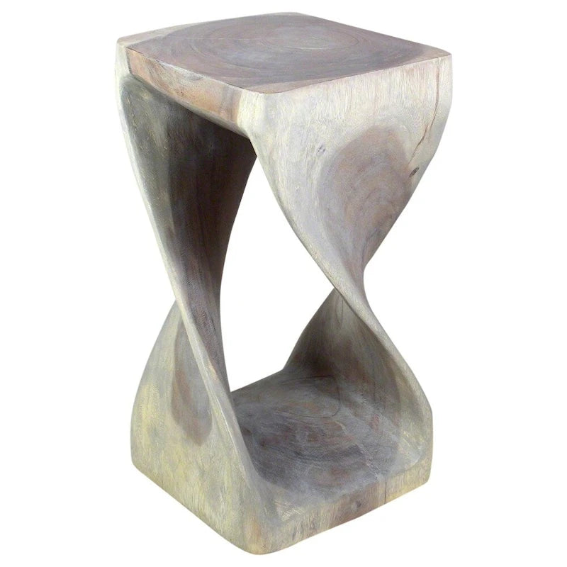 Tabouret torsadé original en bois Haussmann 12 X 12 X 23 po Huile grise - 12 x 12 x 23