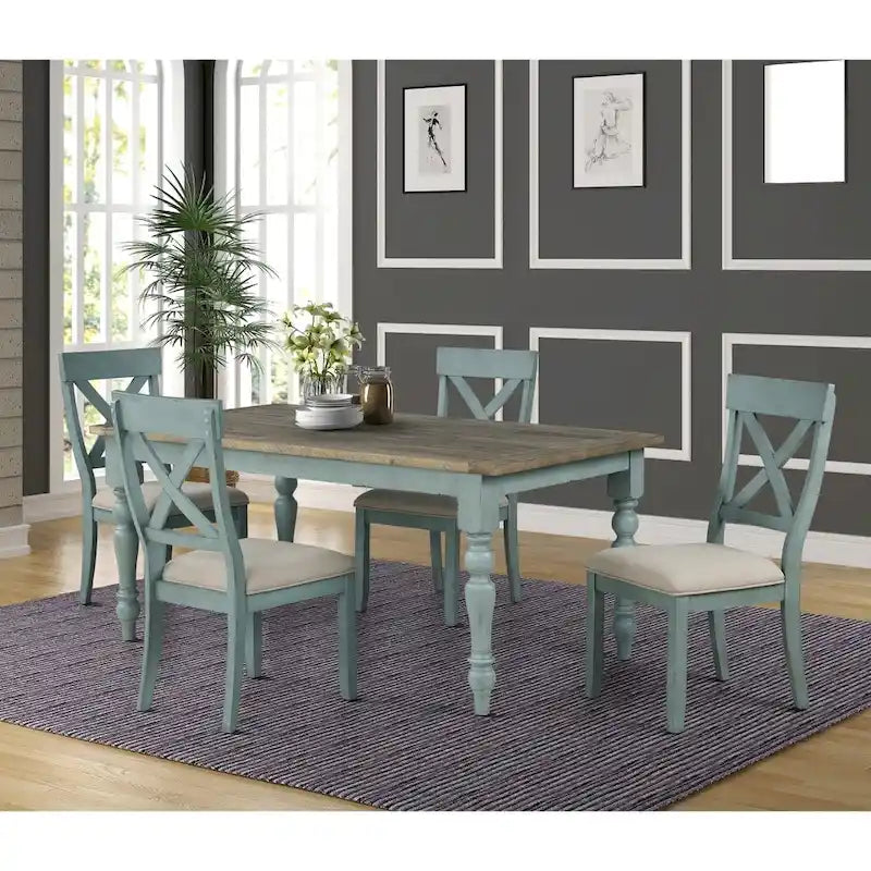 Chaises de salle à manger rembourrées à dossier croisé en bois bicolore Prato de Roundhill Furniture (Lot de 2)