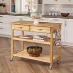 Desserte de cuisine General Line marron avec plateau en bois - 45" x 21" x 36"
