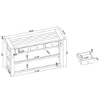 48 Solid Pine Wood Top Console Table with 3 Storage Drawers