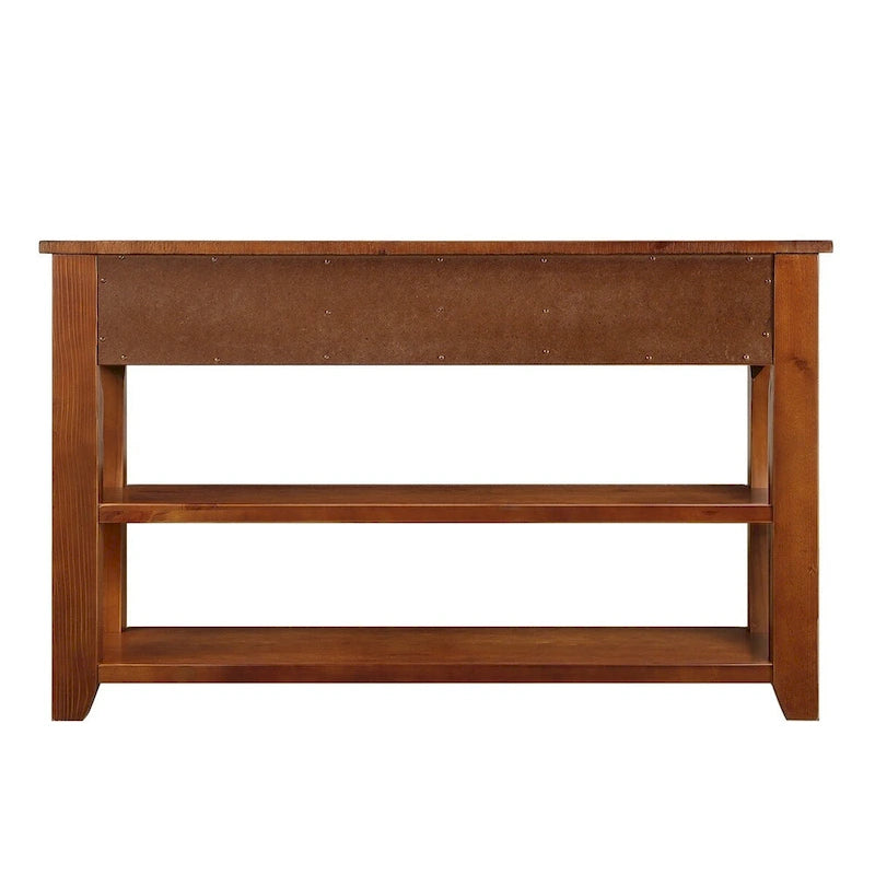 48 Solid Pine Wood Top Console Table with 3 Storage Drawers