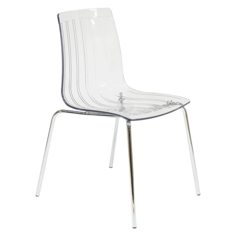 Ralph Acrylic Plastic Dining Chair (Set of 4) Chrome Metal Legs Modern Transparent Accent Side Chair for Dining Room & Kitchen