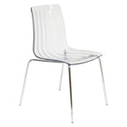 Ralph Acrylic Plastic Dining Chair (Set of 4) Chrome Metal Legs Modern Transparent Accent Side Chair for Dining Room & Kitchen