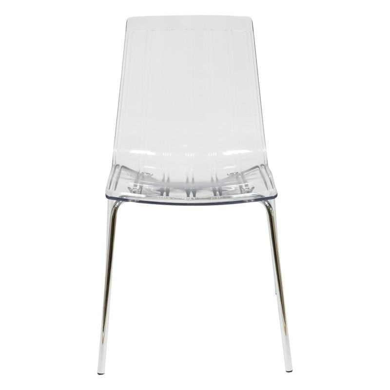 Ralph Acrylic Plastic Dining Chair (Set of 4) Chrome Metal Legs Modern Transparent Accent Side Chair for Dining Room & Kitchen