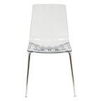 Ralph Acrylic Plastic Dining Chair (Set of 4) Chrome Metal Legs Modern Transparent Accent Side Chair for Dining Room & Kitchen