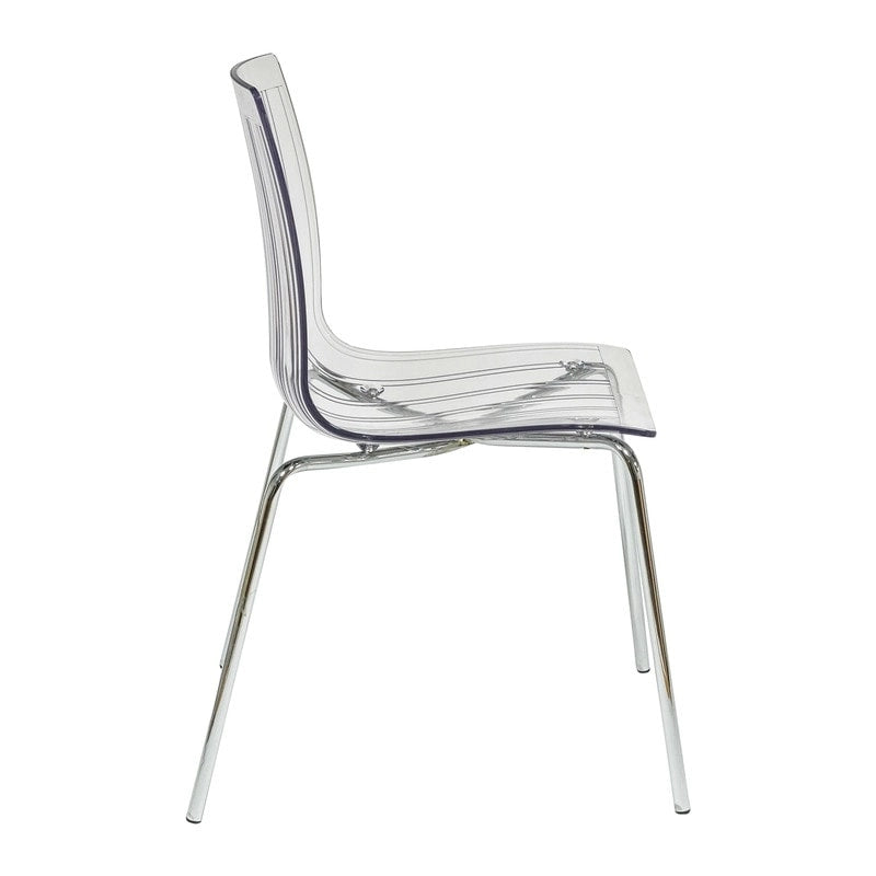 Ralph Acrylic Plastic Dining Chair (Set of 4) Chrome Metal Legs Modern Transparent Accent Side Chair for Dining Room & Kitchen