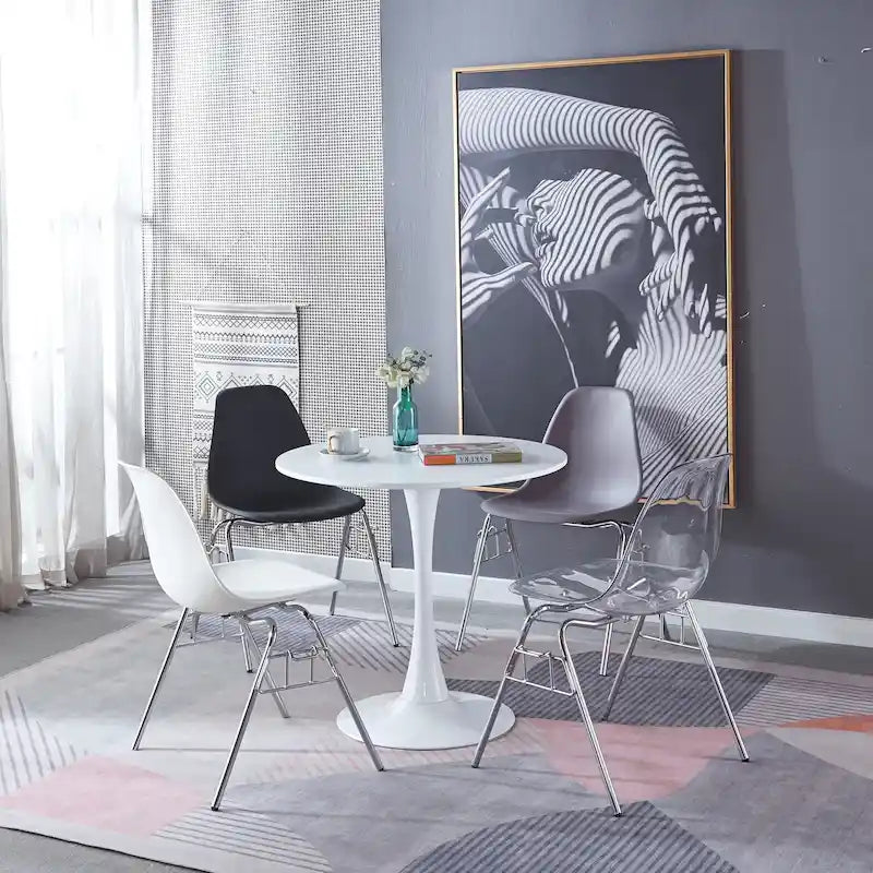 31.5White Tulip Table Mid-century Dining Table for 2-4 people With Round Mdf Table Top, Leisure Coffee Table