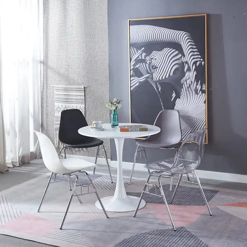 Table de salle à manger tulipe blanche de 31,5 pouces, table à manger du milieu du siècle pour 2-4 personnes avec plateau rond en MDF, table basse de loisirs