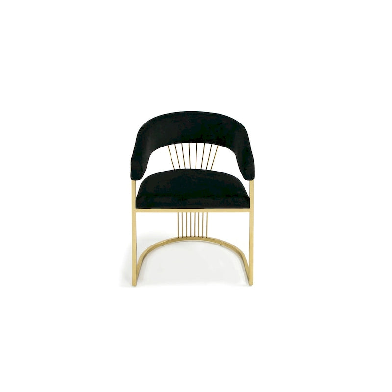 Chaise de salle à manger moderne Modrest Linda en velours noir et doré