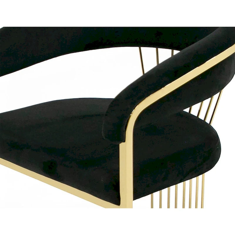 Chaise de salle à manger moderne Modrest Linda en velours noir et doré
