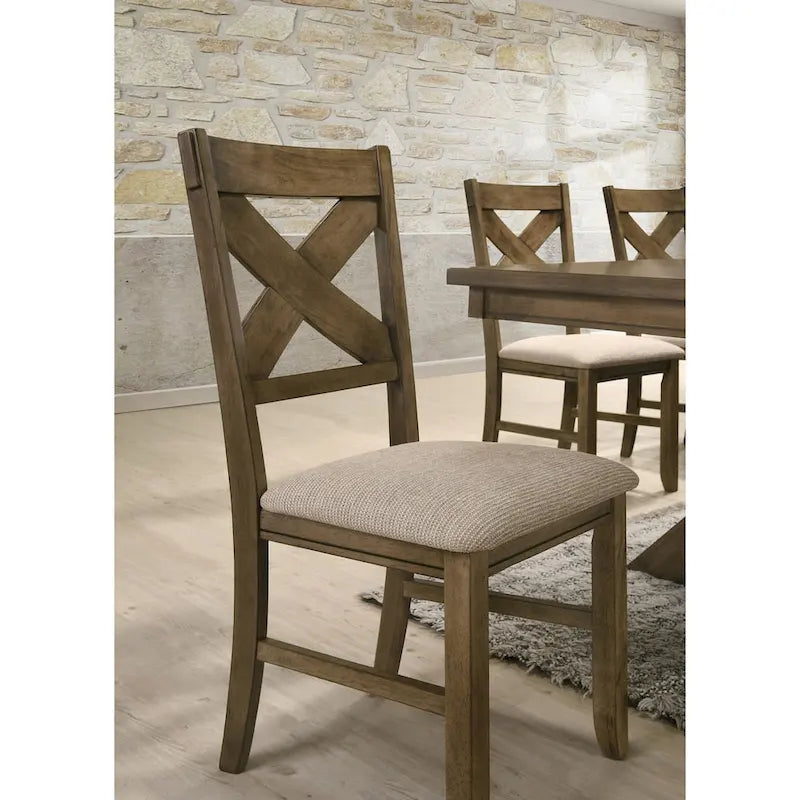 Roundhill Furniture Raven – Chaise de salle à manger en tissu et bois (lot de 2)