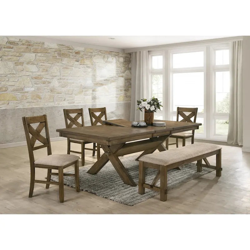 Roundhill Furniture Raven – Chaise de salle à manger en tissu et bois (lot de 2)