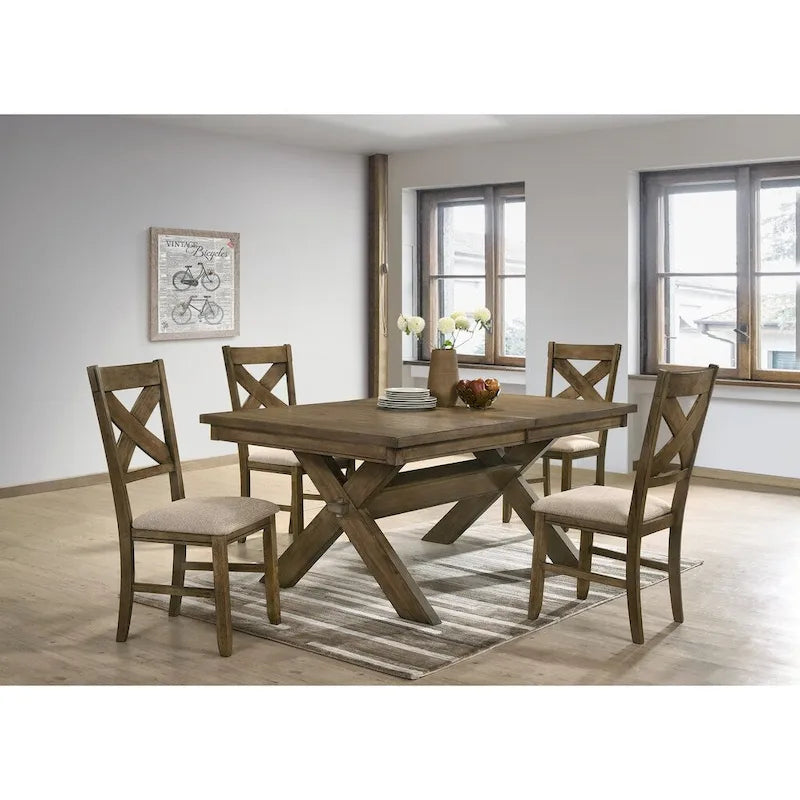 Roundhill Furniture Raven – Chaise de salle à manger en tissu et bois (lot de 2)