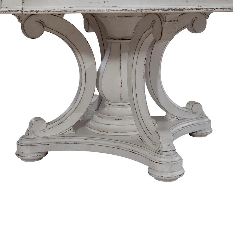 Magnolia Manor Antique White and Weathered Bark Round Table Set
