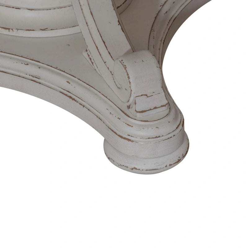 Magnolia Manor Antique White and Weathered Bark Round Table Set