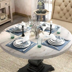 Furniture of America Brec Rustic White 48-inch Pedestal Dining Table