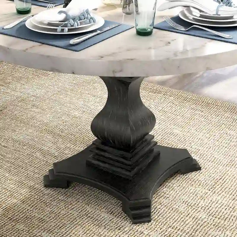 Furniture of America Brec Rustic White 48-inch Pedestal Dining Table