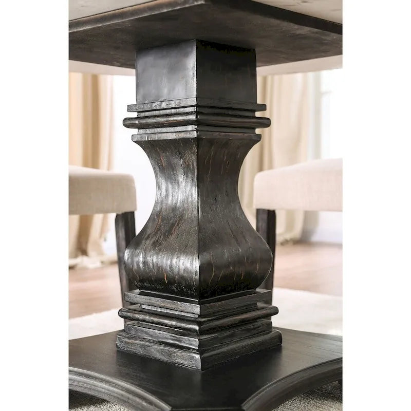 Furniture of America Brec Rustic White 48-inch Pedestal Dining Table