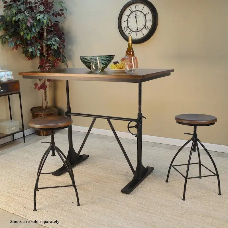 Table réglable Rhett en orme et noir - Marron