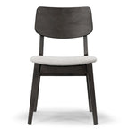 Lot de 2 chaises Astin en bois noir avec assise en tissu gris clair