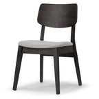 Lot de 2 chaises Astin en bois noir avec assise en tissu gris clair
