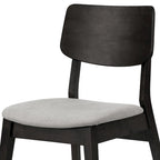 Lot de 2 chaises Astin en bois noir avec assise en tissu gris clair