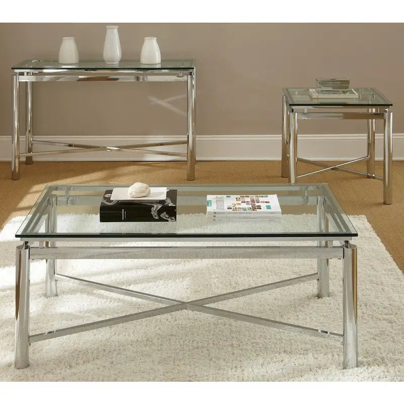 Table d'appoint Steve Silver Jules chromée et verre