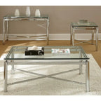 Table d'appoint Steve Silver Jules chromée et verre