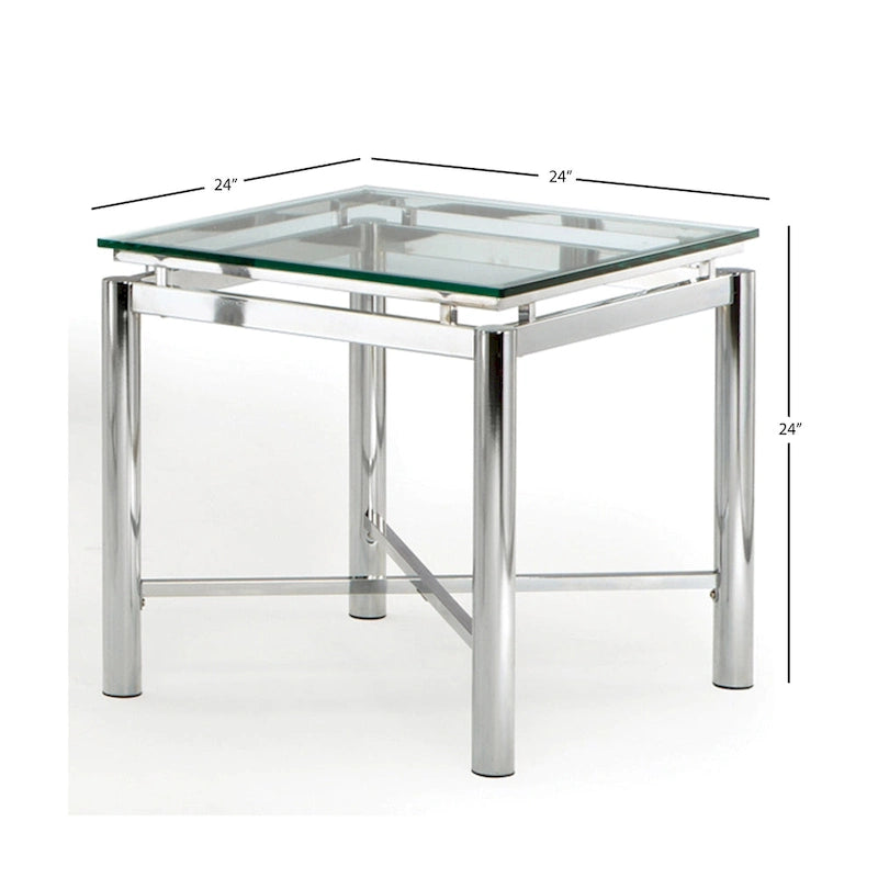Table d'appoint Steve Silver Jules chromée et verre