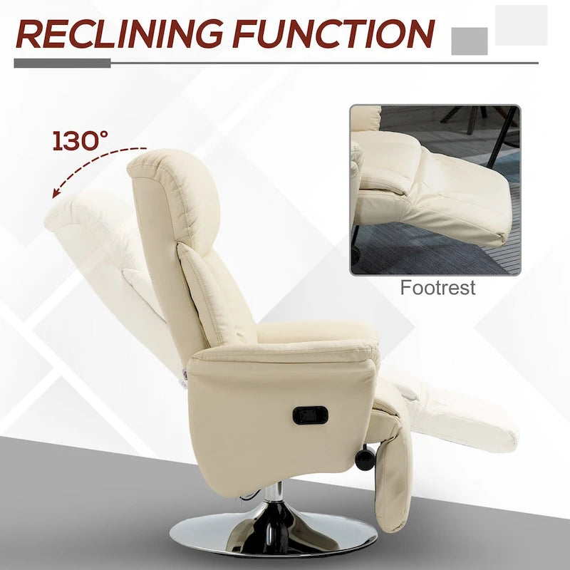 HOMCOM Manual Recliner Chair for Adults, Adjustable Swivel Recliner with Footrest, Padded Arms