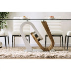 Furniture of America Fen Contemporary White 64-inch Glass Top Dining Table
