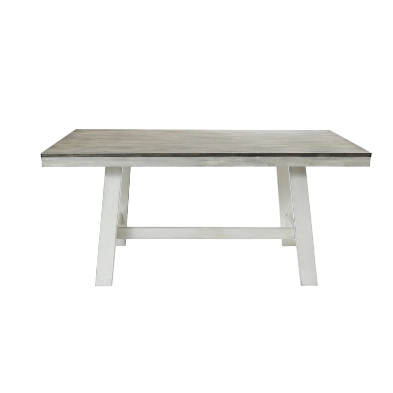 64.5 Rectangular Distressed Off White and Rubberwood Dining Table - 29.25 H x 64.57 W x 35.43 D