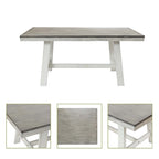 64.5 Rectangular Distressed Off White and Rubberwood Dining Table - 29.25 H x 64.57 W x 35.43 D