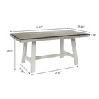 64.5 Rectangular Distressed Off White and Rubberwood Dining Table - 29.25 H x 64.57 W x 35.43 D