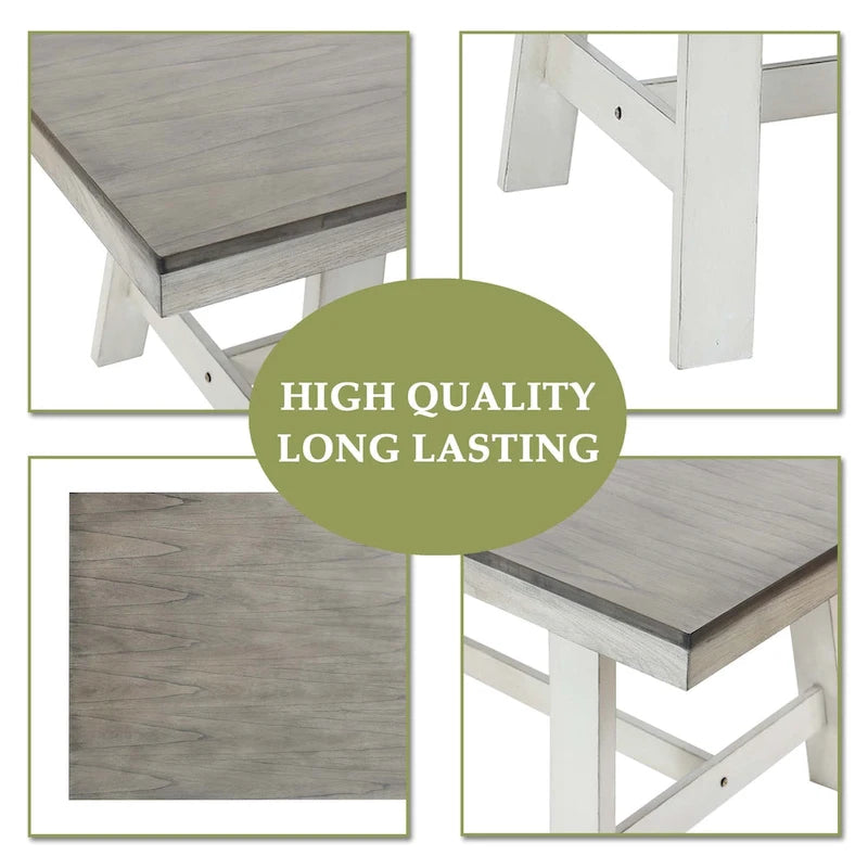 64.5 Rectangular Distressed Off White and Rubberwood Dining Table - 29.25 H x 64.57 W x 35.43 D