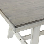 64.5 Rectangular Distressed Off White and Rubberwood Dining Table - 29.25 H x 64.57 W x 35.43 D