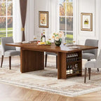 Table de salle à manger de ferme pour 6 personnes, table de cuisine rectangulaire en bois de 160 cm avec rangement