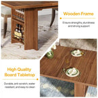 Table de salle à manger de ferme pour 6 personnes, table de cuisine rectangulaire en bois de 160 cm avec rangement