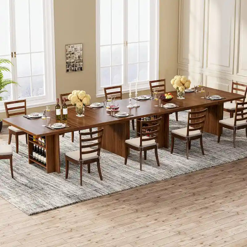 Table de salle à manger de ferme pour 6 personnes, table de cuisine rectangulaire en bois de 160 cm avec rangement
